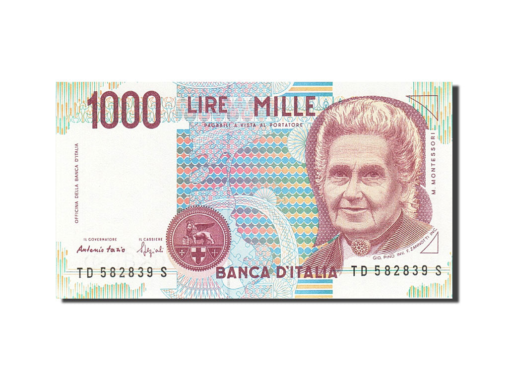 Banknote, Italy, 1000 Lire, 1990-1994, 1990, KM:114b, UNC(65-70)