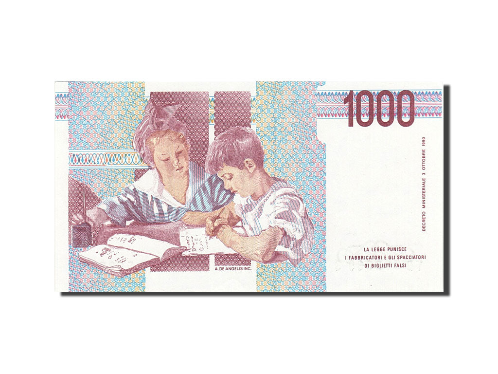 Banknote, Italy, 1000 Lire, 1990-1994, 1990, KM:114b, UNC(65-70)