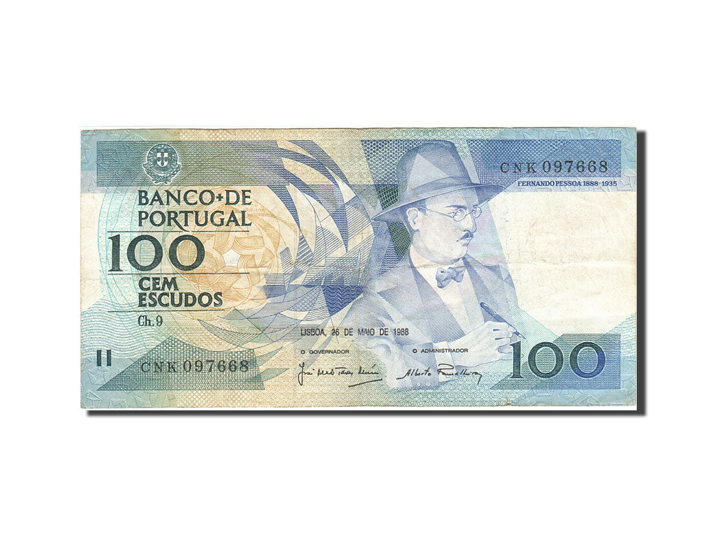 Portugal, 100 Escudos, 1986-1988, KM:179e, 1988-05-26, VF(20-25)