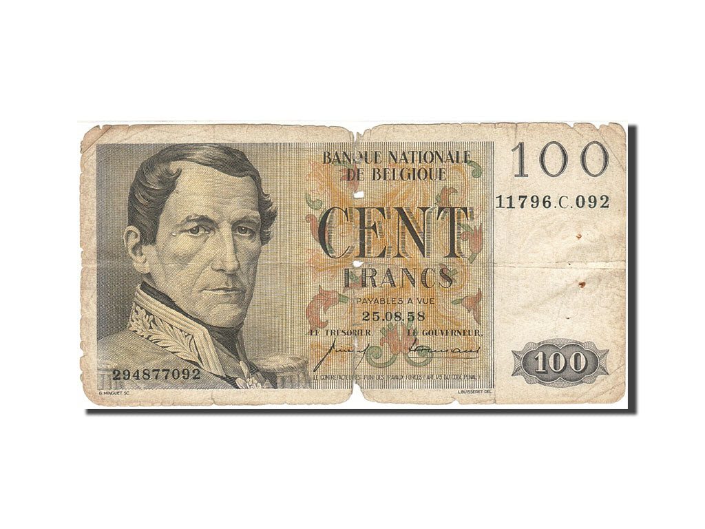 Banconote, Belgio, 100 Francs, 1950-1952, KM:129c, 1958-08-25, B