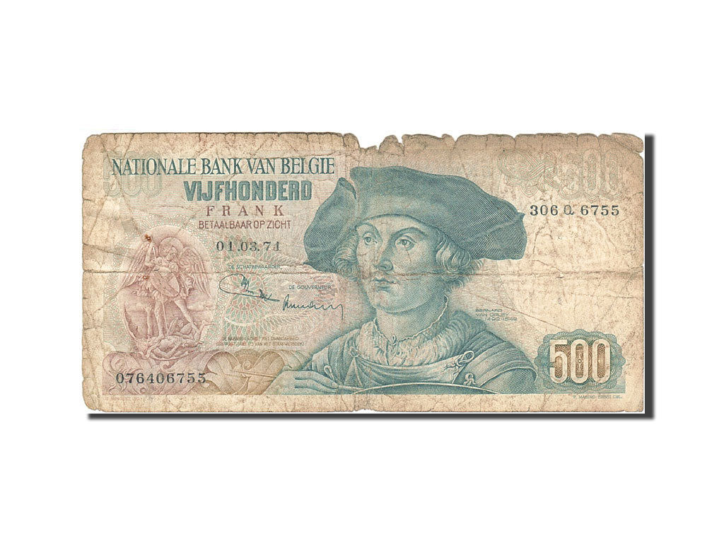 Belgium, 500 Francs, 1961-1971, KM:135b, 1971-03-01, VG(8-10)