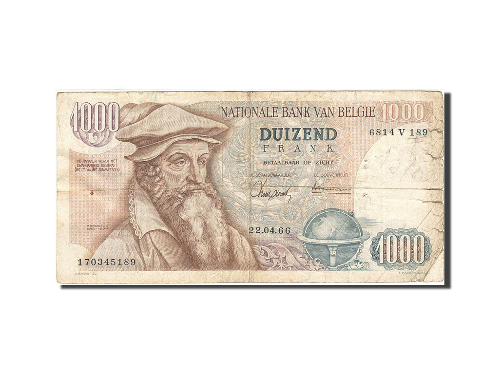 Belgique, 1000 Francs, 1961-1971, KM:136a, 1966-04-22, B+