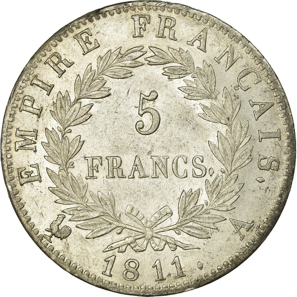 Coin, France, Napoléon I, 5 Francs, 1811, Paris, AU(55-58), Silver, KM:694.1