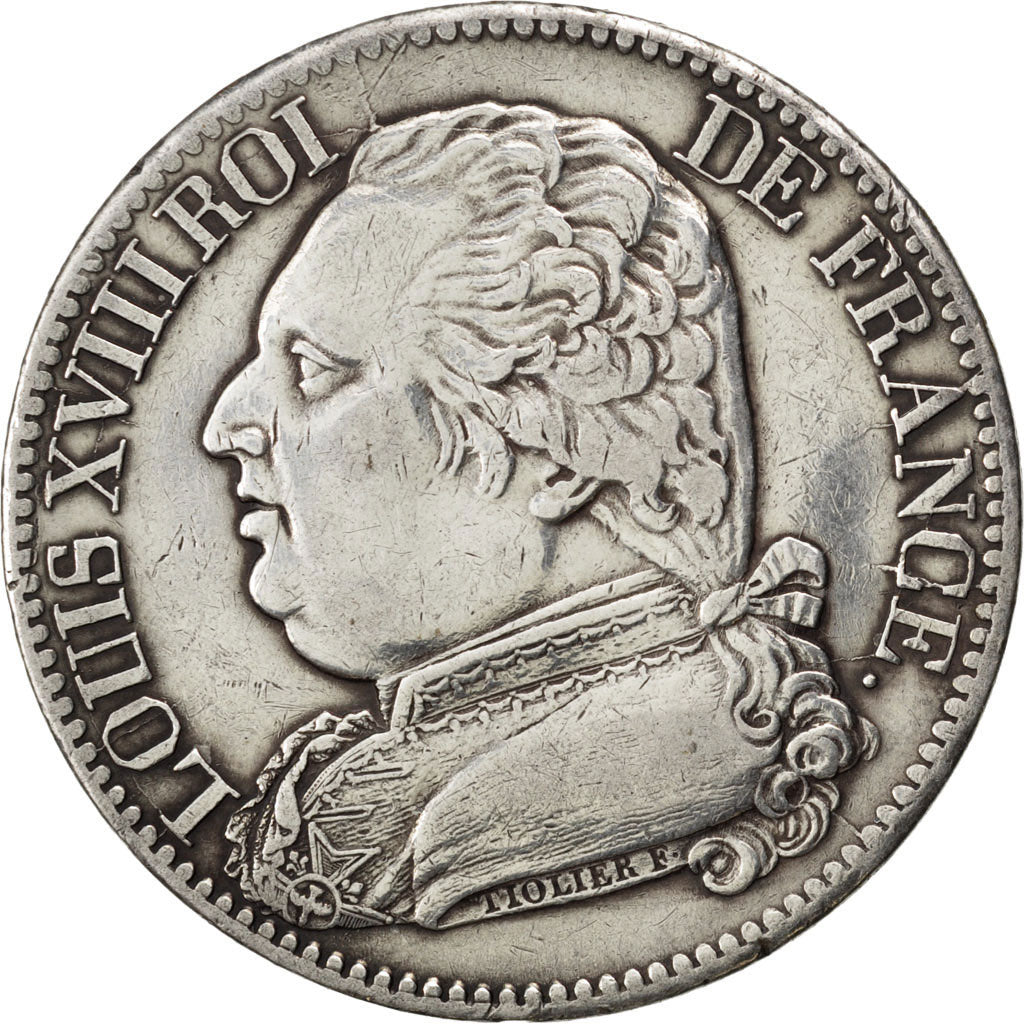 FRANCE, Louis XVIII, 5 Francs, 1815, Toulouse, KM #702.9, EF(40-45), Silver,...