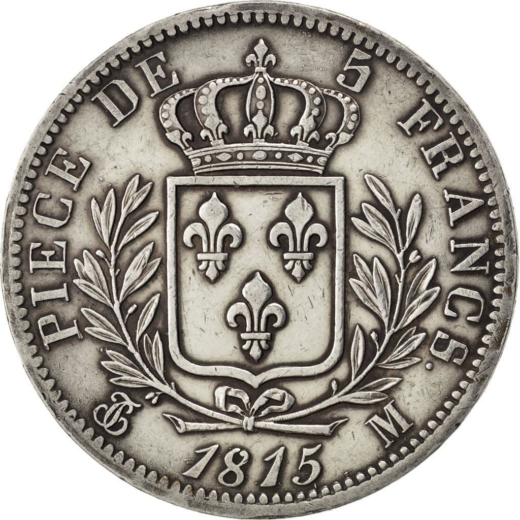 FRANCE, Louis XVIII, 5 Francs, 1815, Toulouse, KM #702.9, EF(40-45), Silver,...