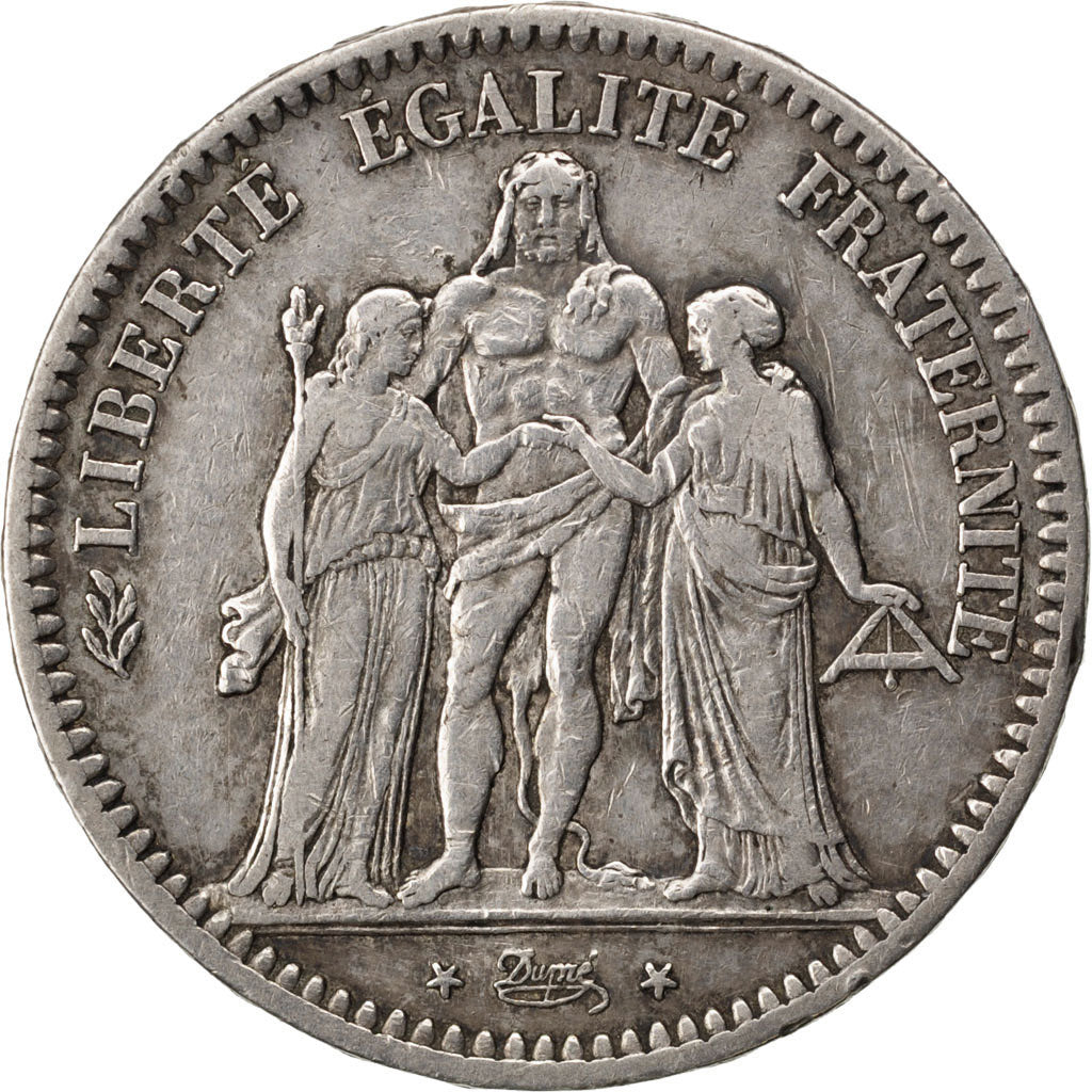 FRANCE, Hercule, 5 Francs, 1848, Paris, KM #756.1, EF(40-45), Silver, Gadoury...
