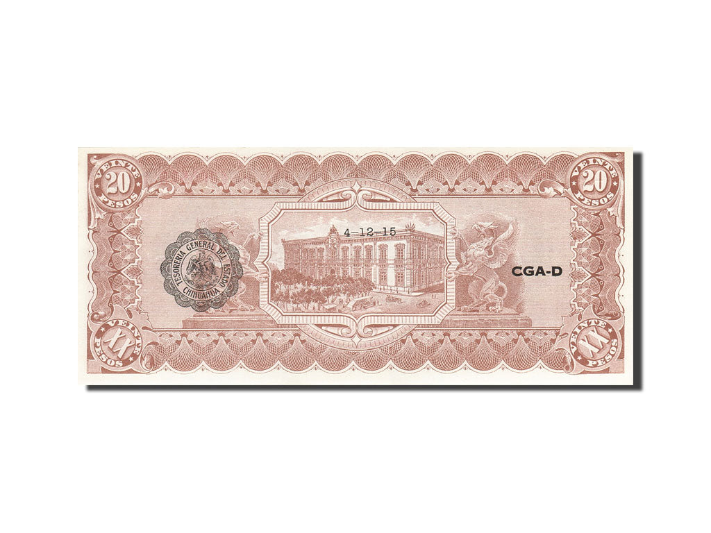Banknote, Mexico - Revolutionary, 20 Pesos, 1914, 1914-02-10, KM:S536b, UNC(63)