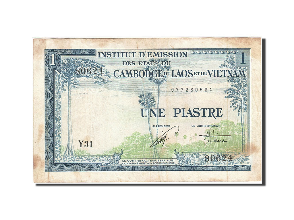 FRENCH INDO-CHINA, 1 Piastre = 1 Dong, 1953-1954, KM:105, Undated (1954), S
