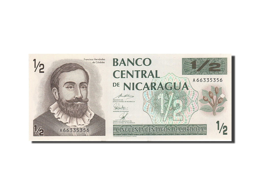 Billet, Nicaragua, 1/2 Cordoba, 1991-1992, Undated (1992), KM:172, SPL