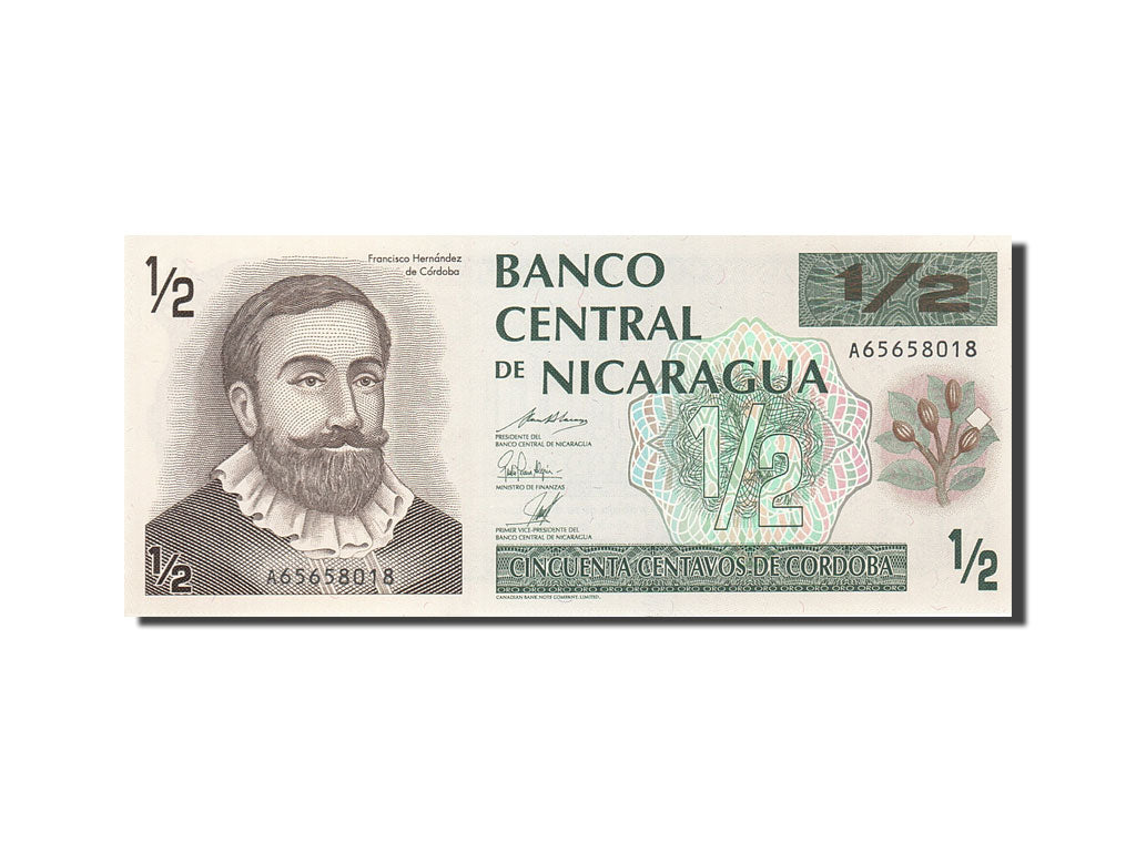 Nicaragua, 1/2 Cordoba, 1991-1992, KM:172, Undated (1992), UNC(63)