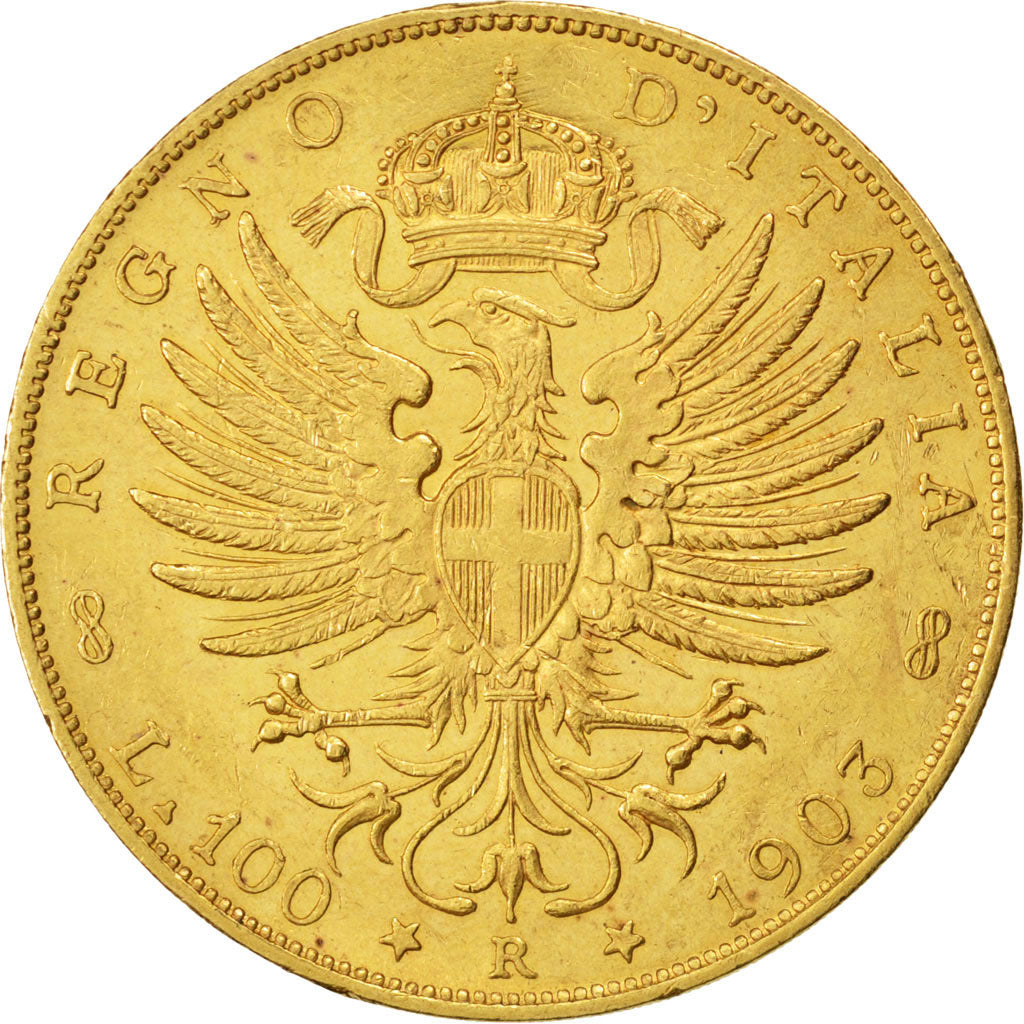 Italie, Vittorio Emanuele III, 100 Lire, 1903 R, PCGS AU58