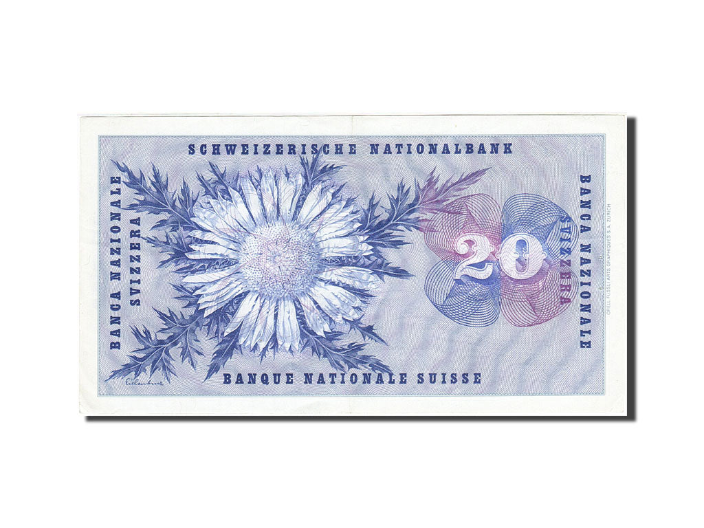 Banknote, Switzerland, 20 Franken, 1954-1976, 1968-05-15, KM:46p, AU(55-58)
