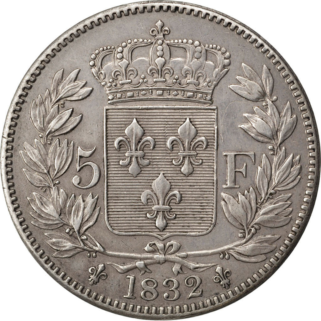 FRANCE, 5 Francs, 1832, AU(50-53), Silver, Gadoury #651, 24.91