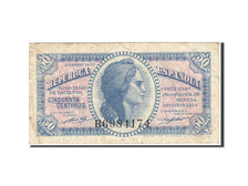 Spain, 50 Centimos, 1937-1938, KM:93, 1937, VF(30-35)