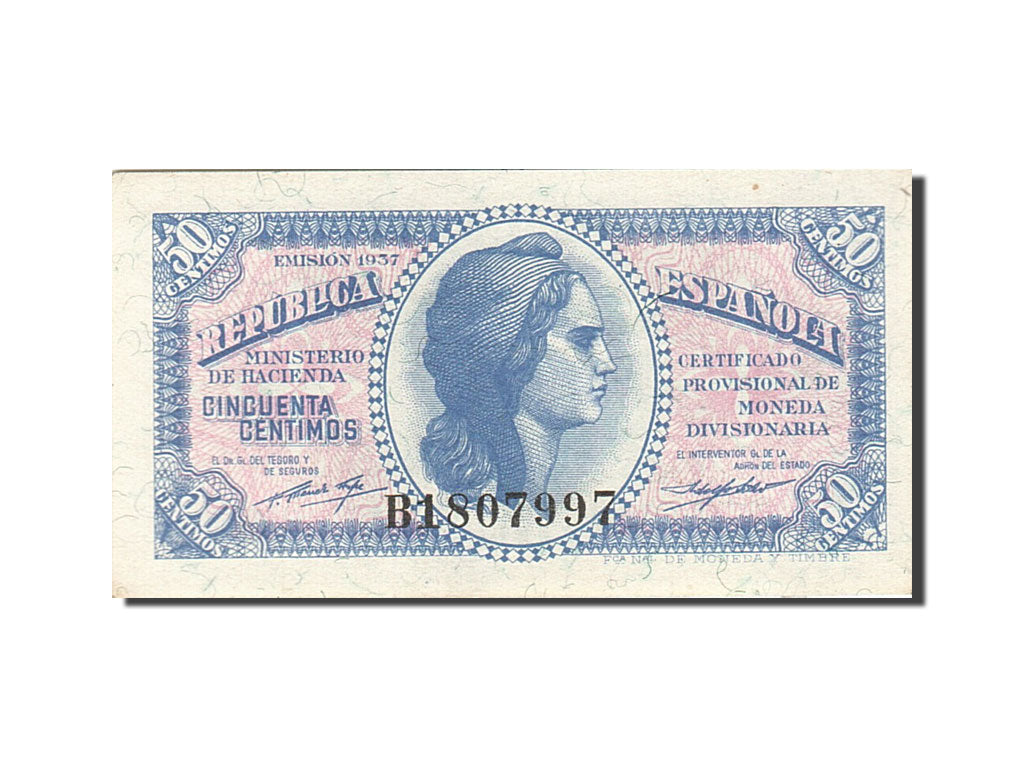 Banknote, Spain, 50 Centimos, 1937-1938, 1937, KM:93, UNC(60-62)