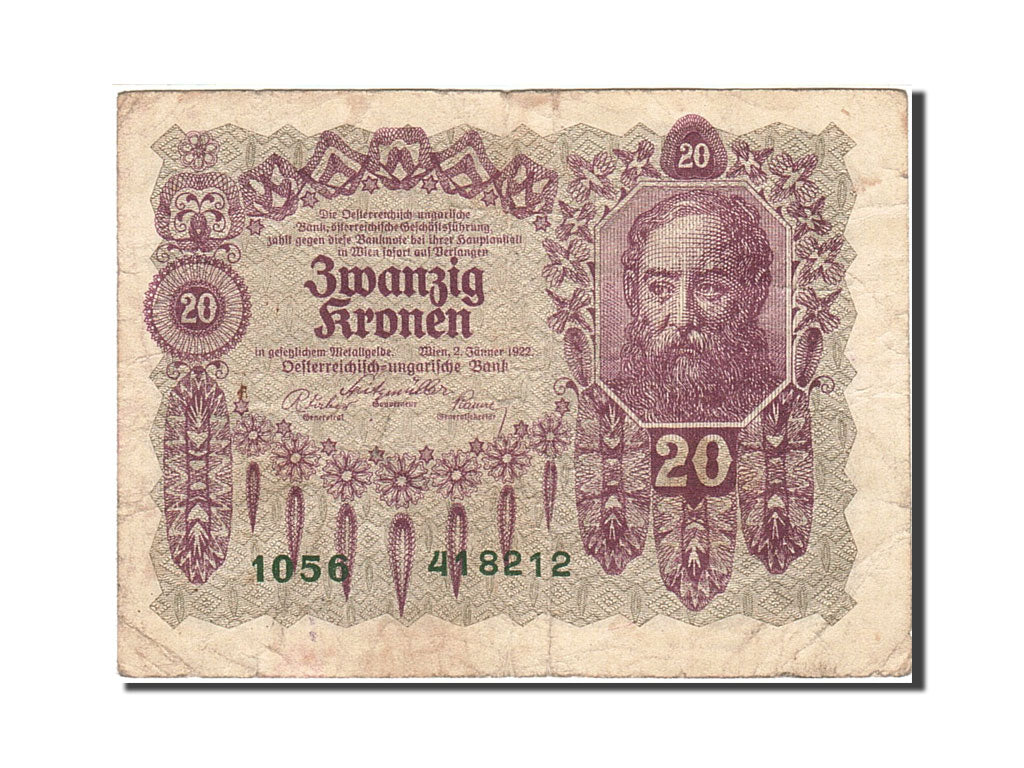 Banknote, Austria, 20 Kronen, 1922, 1922-01-02, KM:76, VF(20-25)