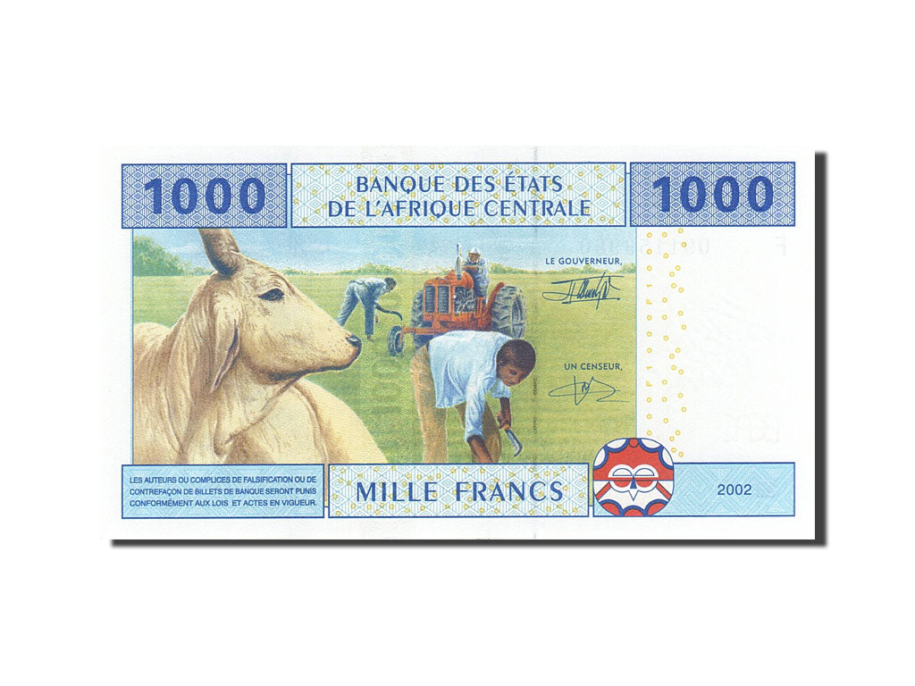 Banknote, Central African States, 1000 Francs, 2002, 2002, KM:507F, UNC(65-70)