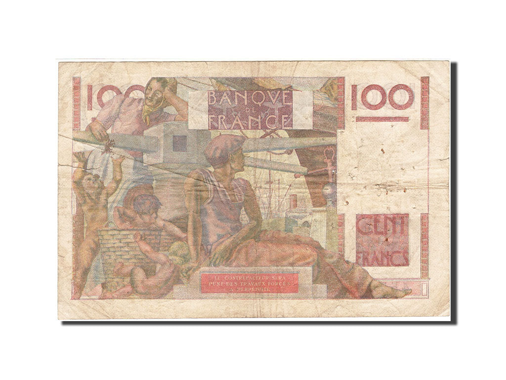 France, 100 Francs, 1945, 1947-07-17, KM:128b, B+, Fayette:28.15