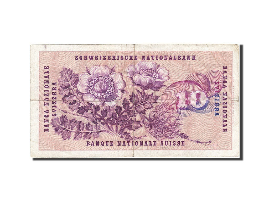 Banknote, Switzerland, 10 Franken, 1954-1961, 1965-01-21, KM:45j, VF(30-35)