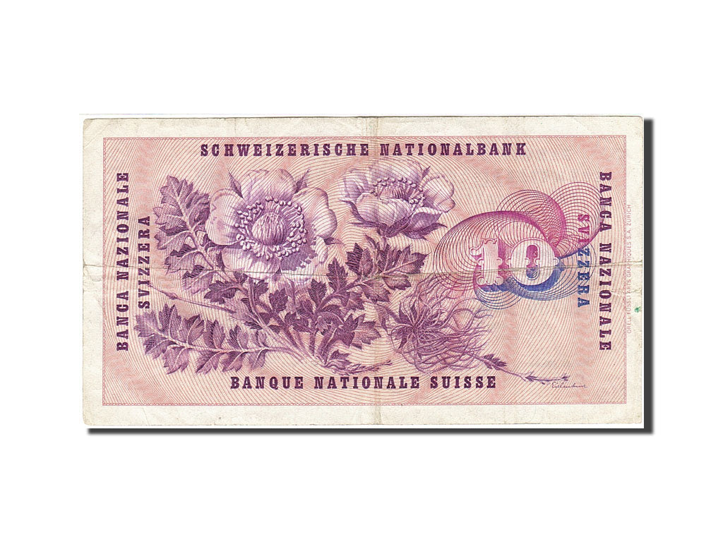 Billet, Suisse, 10 Franken, 1954-1961, 1963-03-28, KM:45h, TB