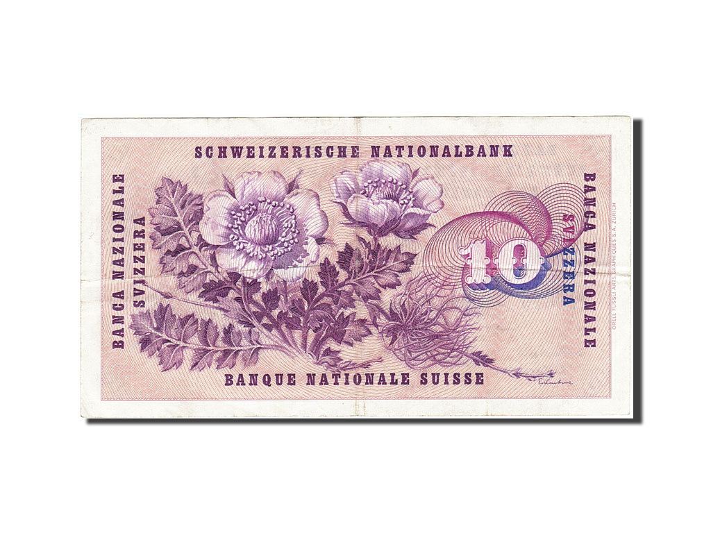Billet, Suisse, 10 Franken, 1954-1961, 1967-06-30, KM:45m, TTB
