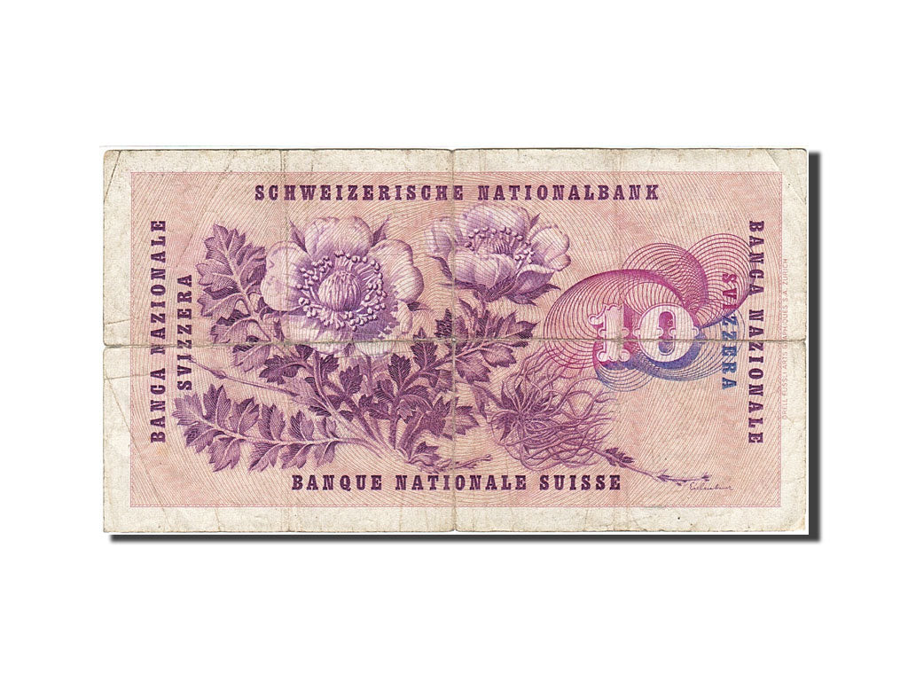 Banknote, Switzerland, 10 Franken, 1954-1961, 1965-01-21, KM:45j, VG(8-10)