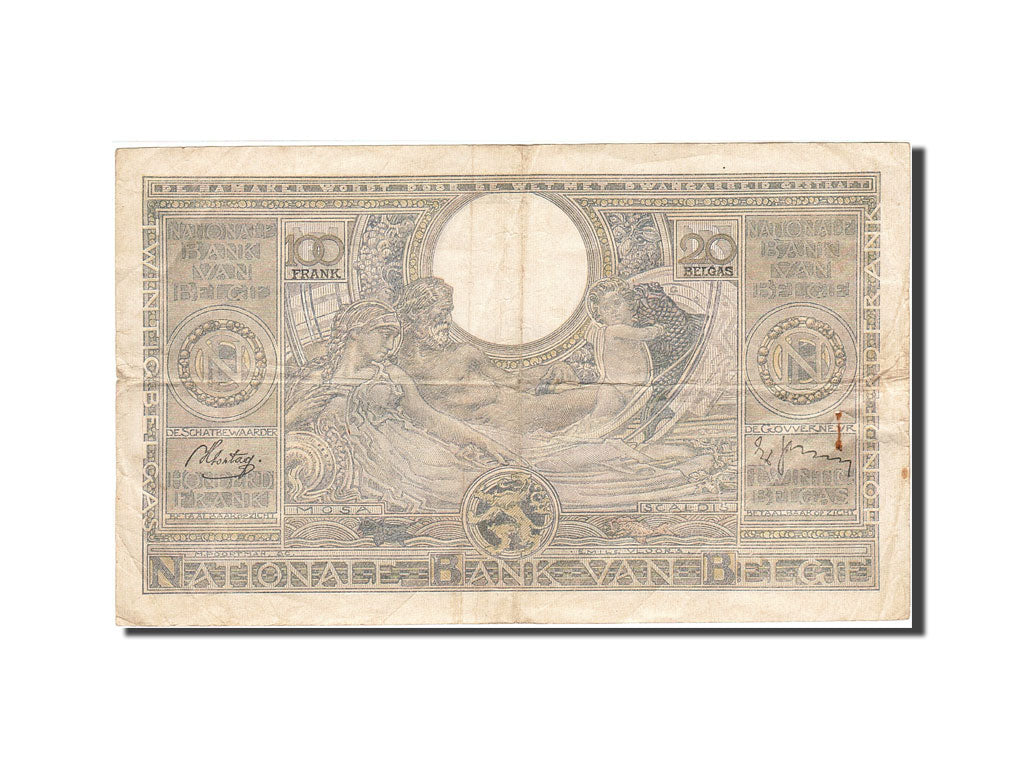 Belgique, 100 Francs-20 Belgas, 1933-1935, KM:107, 1938-10-29, TB