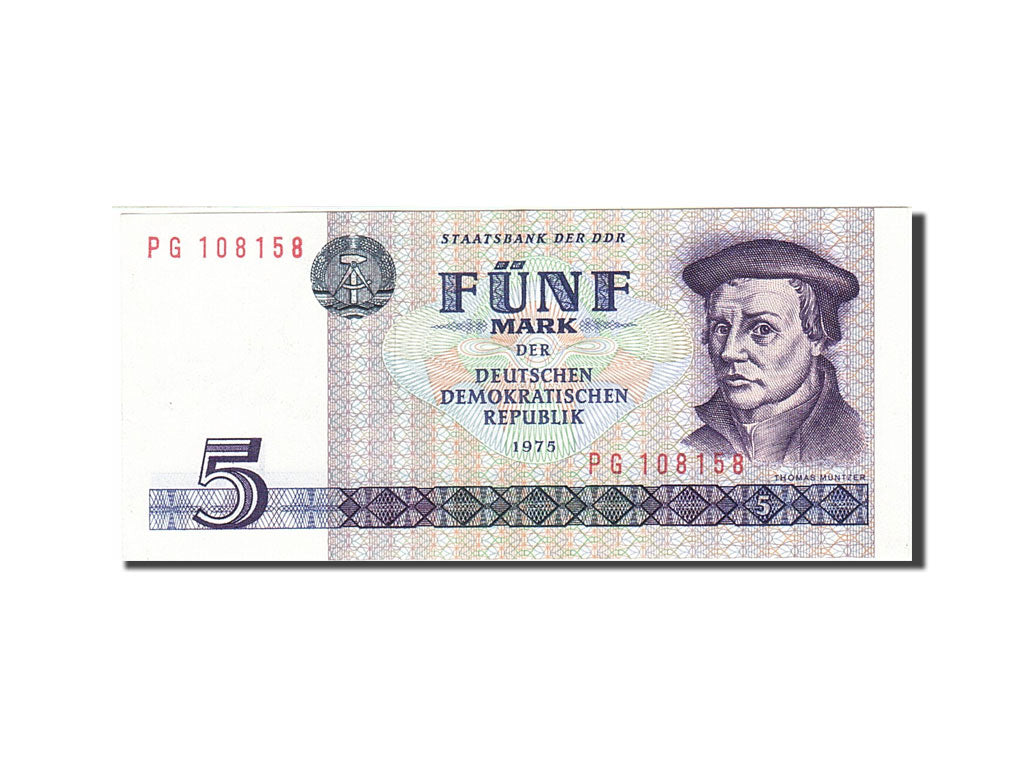 Germany - Democratic Republic, 5 Mark, 1971-1985, KM:27A, 1975, UNC(60-62)