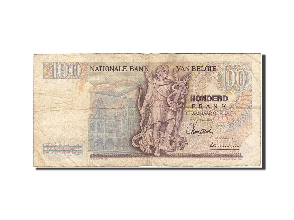 Belgium, 100 Francs, 1961-1971, KM:134a, 1962-1977, VG(8-10)