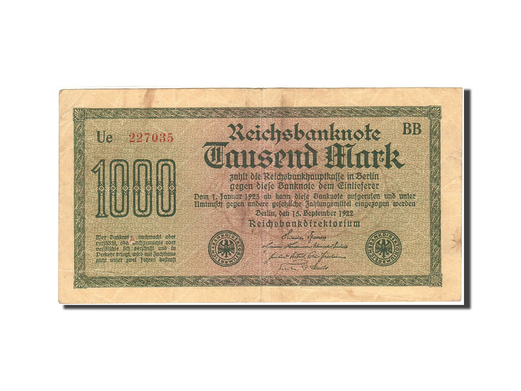 Banknote, Germany, 1000 Mark, 1922, 1922-09-15, KM:76b, VF(30-35)