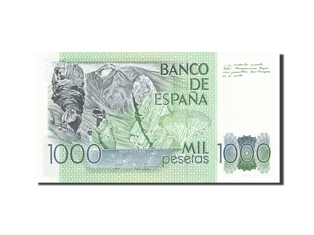 Spain, 1000 Pesetas, 1982-1987, KM:158, 1979-10-23, UNC(65-70)