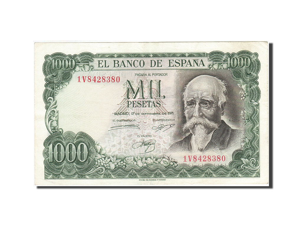 Spain, 1000 Pesetas, 1974, KM:154, 1971-09-17, AU(50-53)