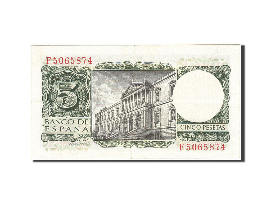 Banknote, Spain, 5 Pesetas, 1954, 1954-07-22, KM:146a, AU(50-53)