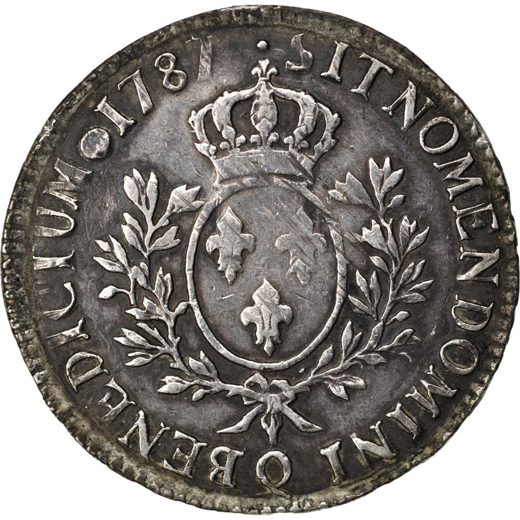 FRANCE, Écu aux branches d'olivier, ECU, 1787, Perpignan, KM #564.13, VF(20-25),