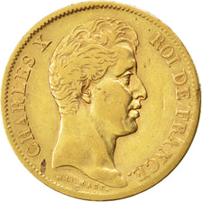 Moneda, Francia, Charles X, 40 Francs, 1830, Paris, BC+, Oro, KM:721.1