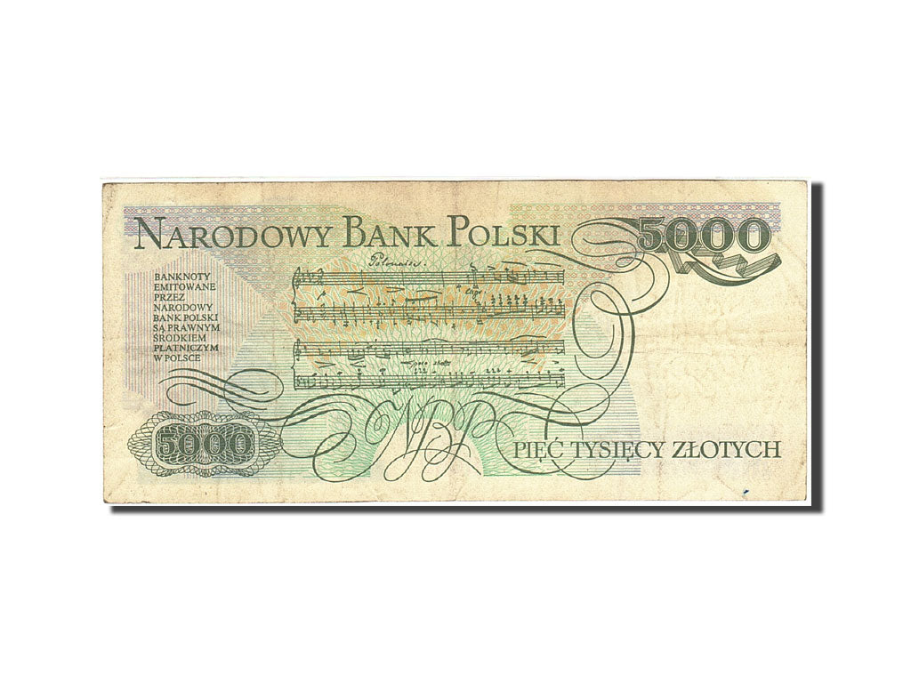 Banconote, Polonia, 5000 Zlotych, 1982, KM:150c, 1988-12-01, MB