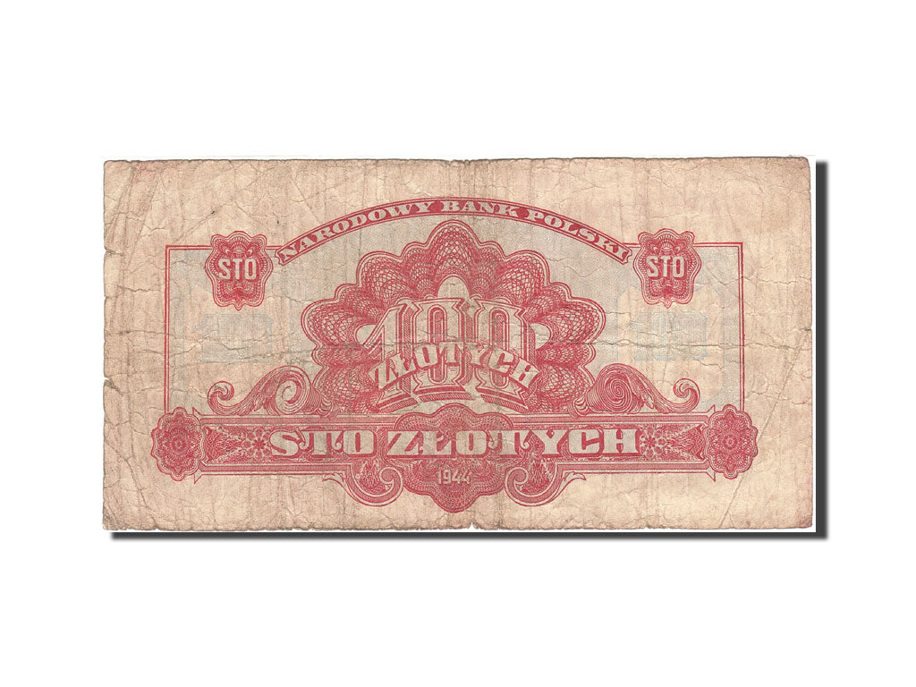 Poland, 100 Zlotych, 1944, 1944, KM:117a, VG(8-10)