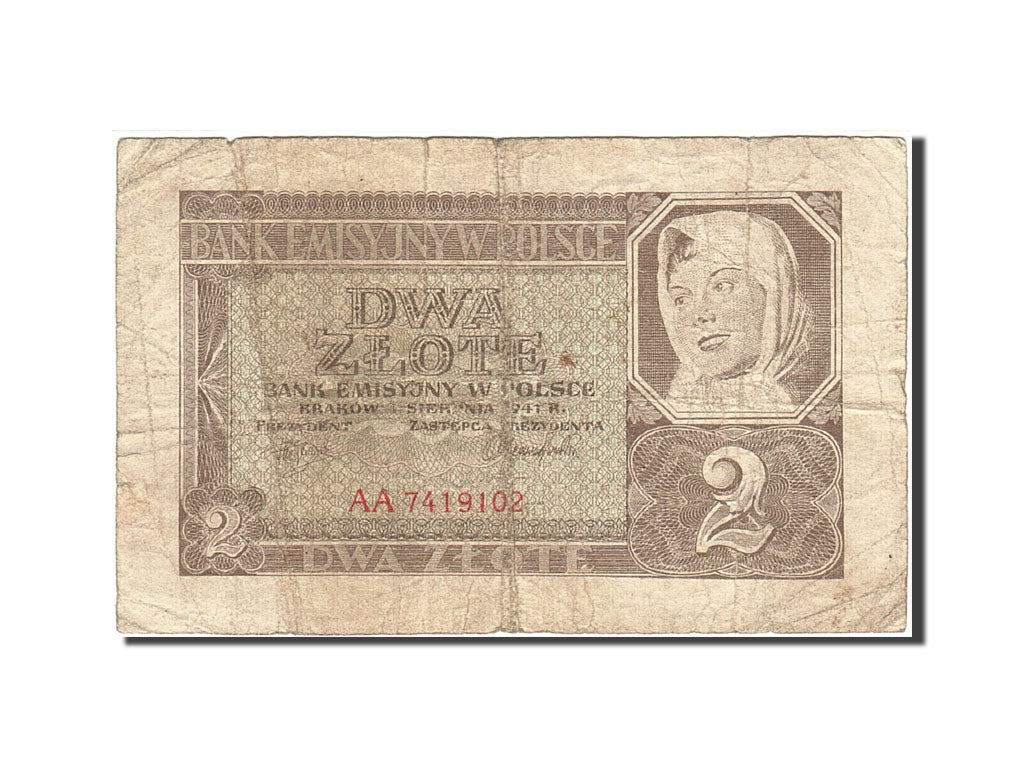 Poland, 2 Zlote, 1941, 1941-08-01, KM:100, VG(8-10)