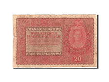 Poland, 20 Marek, 1919, 1919-08-23, KM:26, VG(8-10)