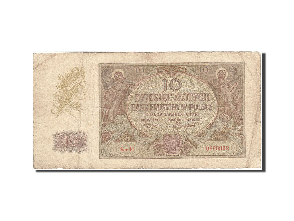 Polonia, 10 Zlotych, 1940, KM:94, 1940-03-01, B