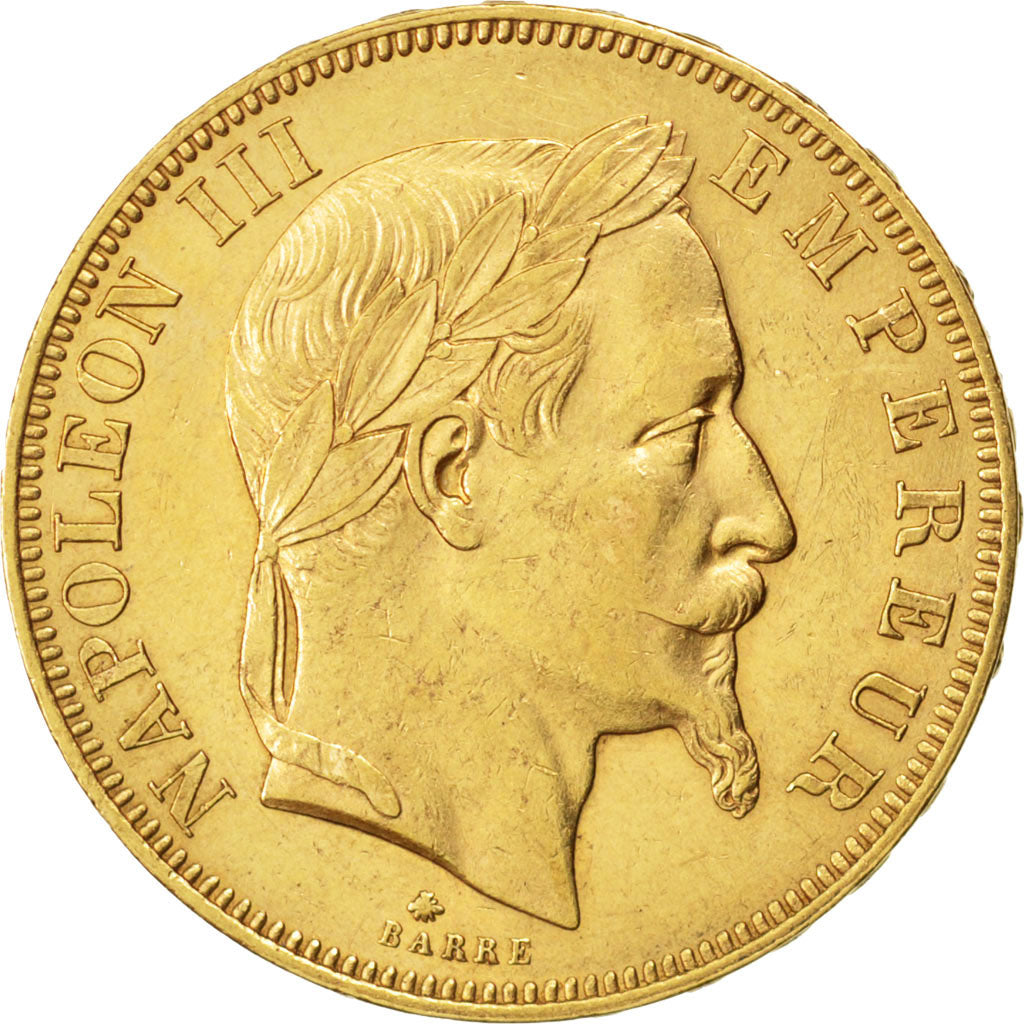 FRANCE, Napoléon III, 50 Francs, 1864, Paris, KM #804.1, AU(55-58), Gold, Gadour