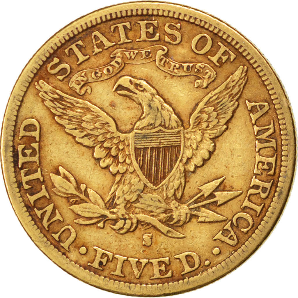 Stati Uniti, Coronet Head, $5, Half Eagle, 1886, U.S. Mint, Philadelphia, BB,...