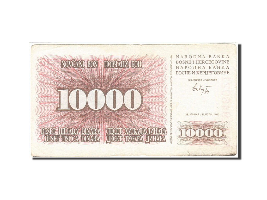 Banknote, Bosnia - Herzegovina, 10,000 Dinara, 1992-1993, 1993-01-25, KM:17a