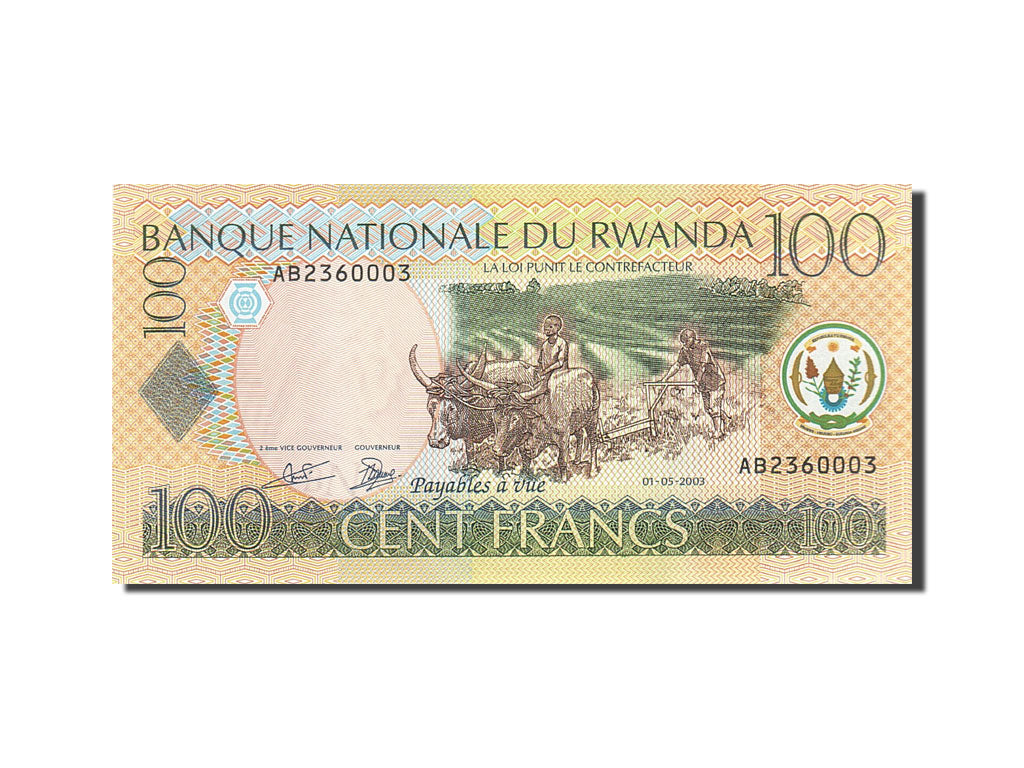 Banknote, Rwanda, 100 Francs, 2003, 2003-05-01, KM:29a, UNC(65-70)