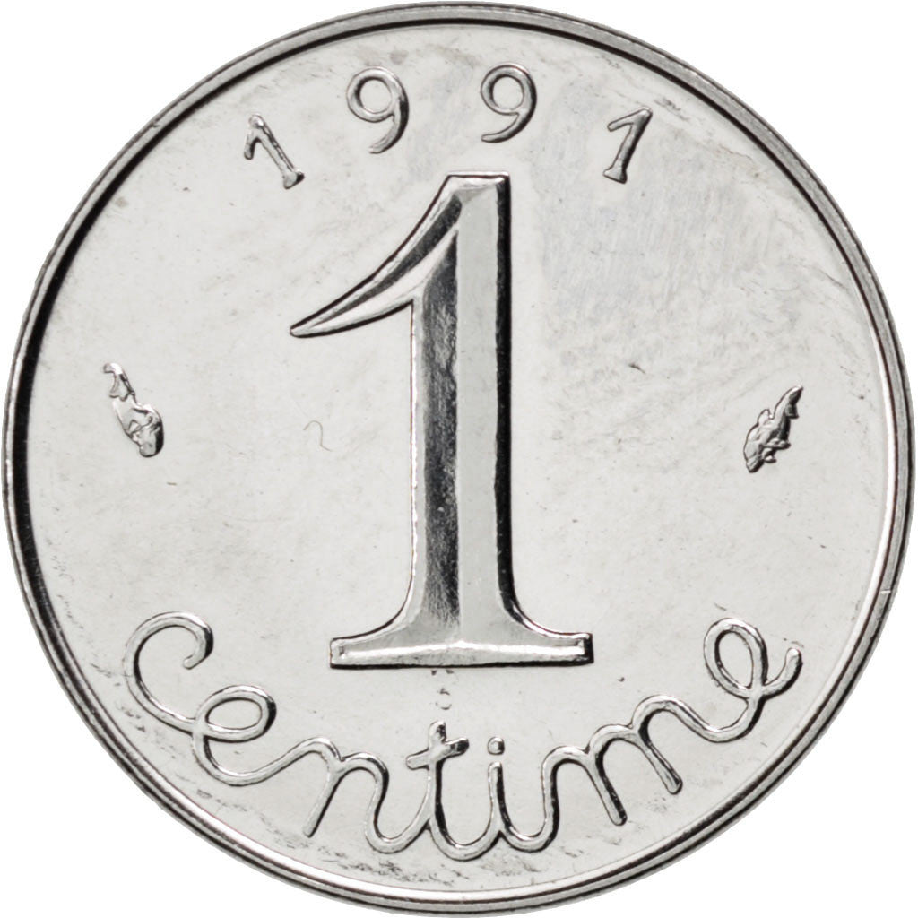FRANCE, Épi, Centime, 1991, Paris, KM #928, MS(63), Stainless Steel, 15, Gadoury