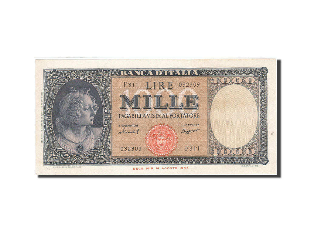 Banconote, Italia, 1000 Lire, 1948, KM:88c, 1959-09-15, SPL-