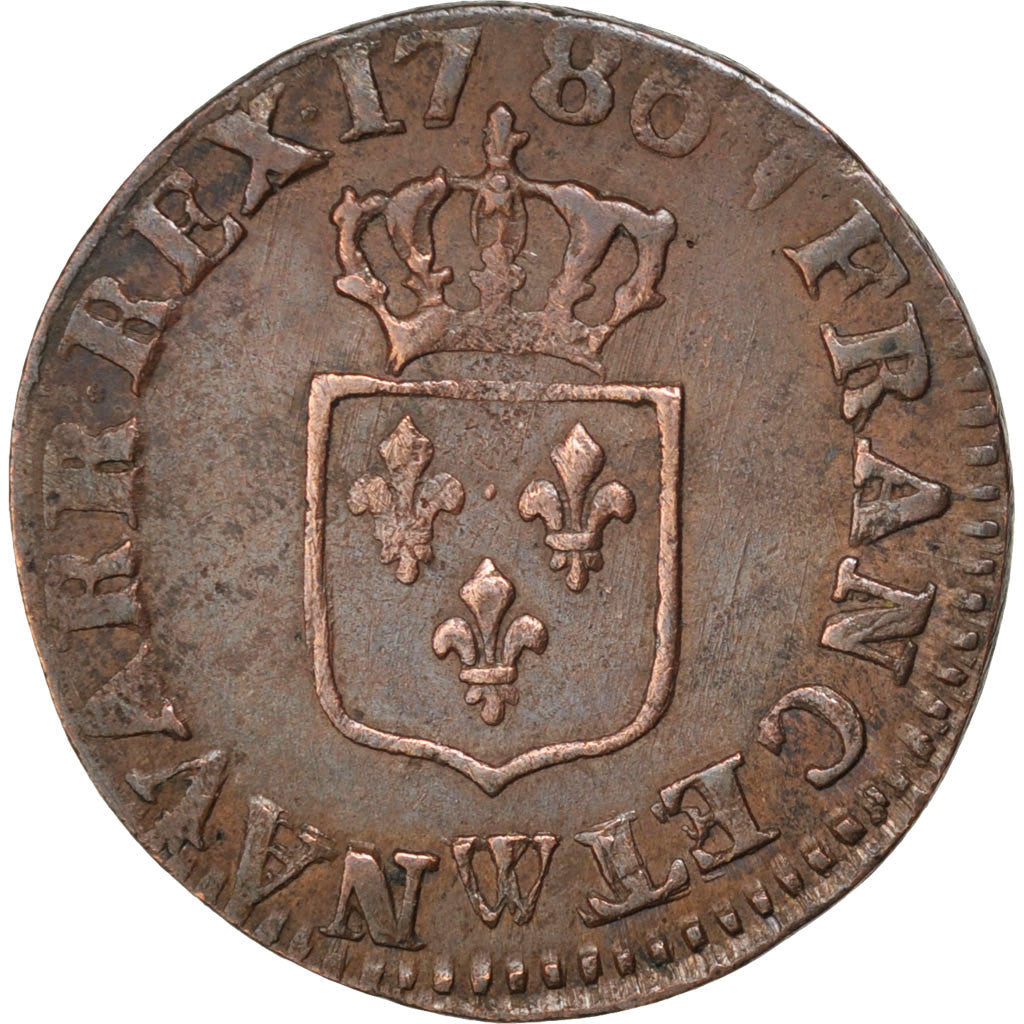 Moneta, Francia, Louis XVI, Liard, Liard, 1788, Lille, BB, Rame, KM:585.14
