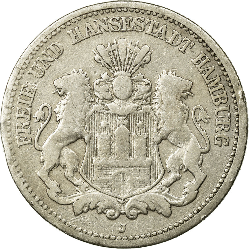Coin, German States, HAMBURG, 2 Mark, 1876, Hambourg, VF(20-25), Silver, KM:604