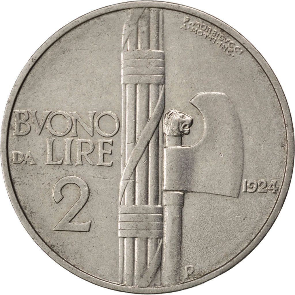 Italie, Victor Emmanuel III, 2 Lire 1924 R Rome, KM 63
