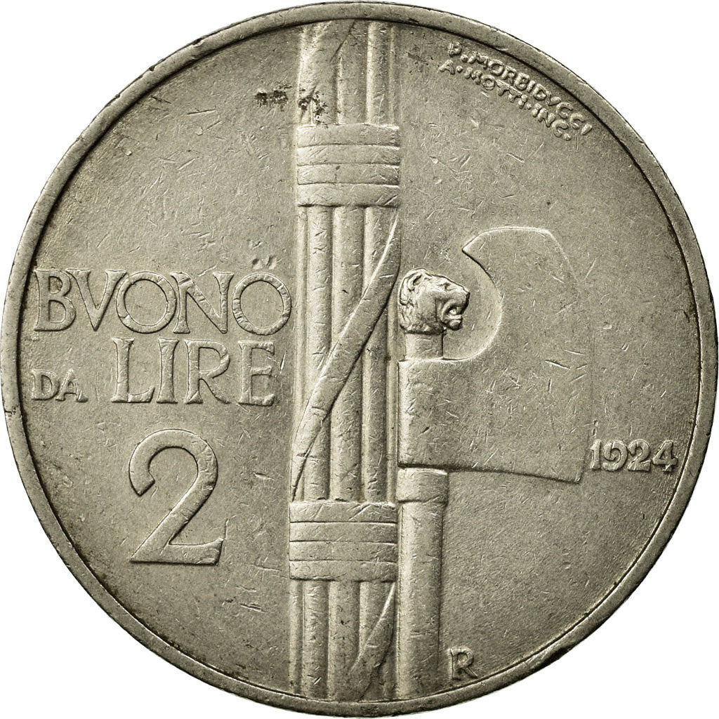 Coin, Italy, Vittorio Emanuele III, 2 Lire, 1924, Rome, EF(40-45), Nickel, KM:63